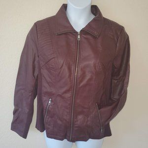 Burgundy Faux Leather Jacket